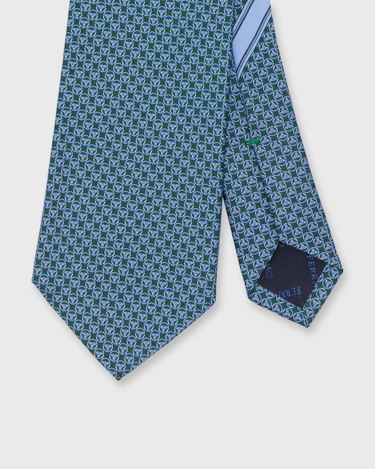 Silk Print Tie in Green Wheel