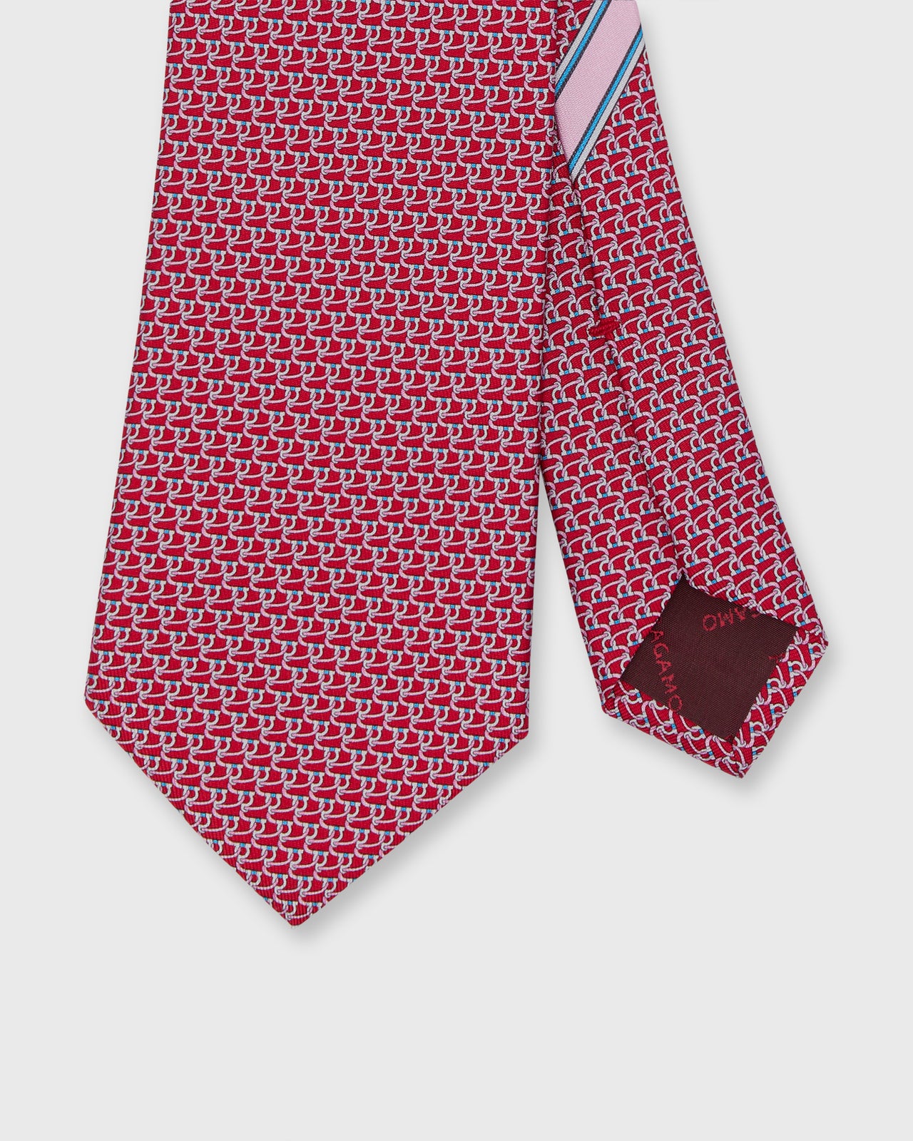 Silk Print Tie in Red Gancini Loop