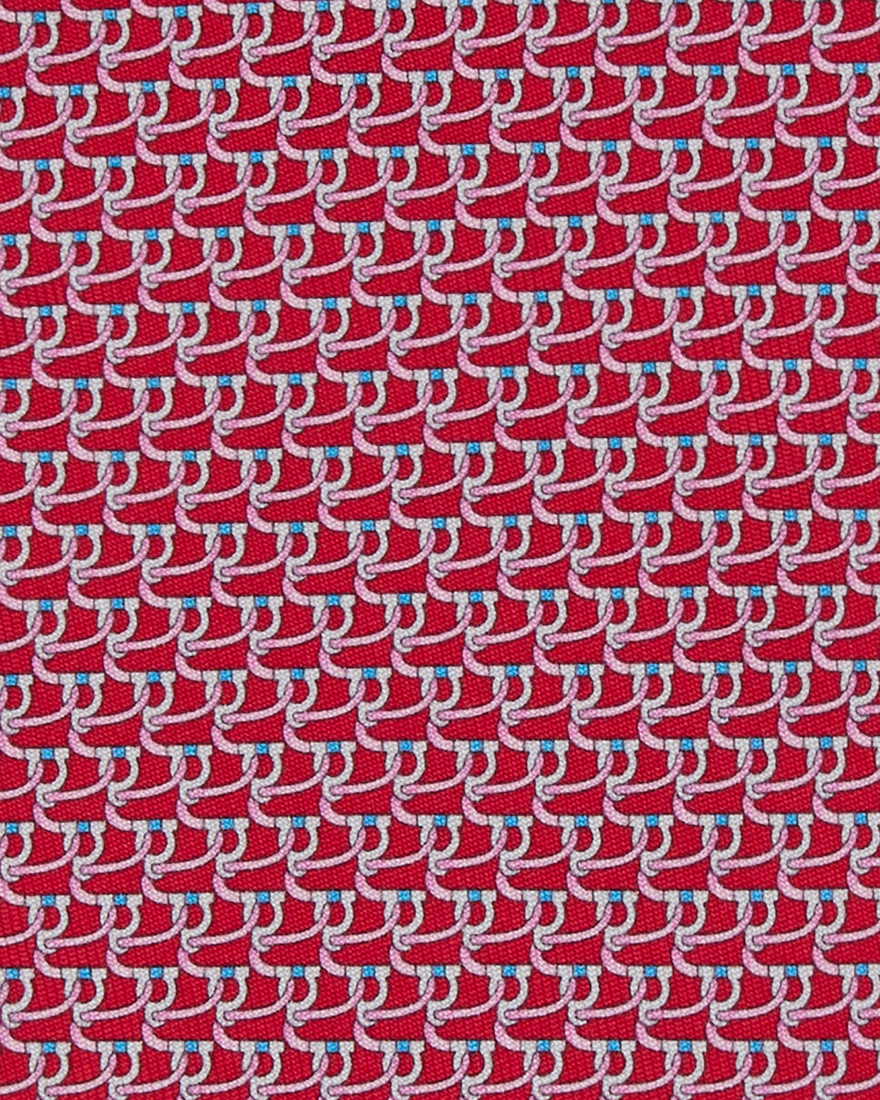 Silk Print Tie in Red Gancini Loop