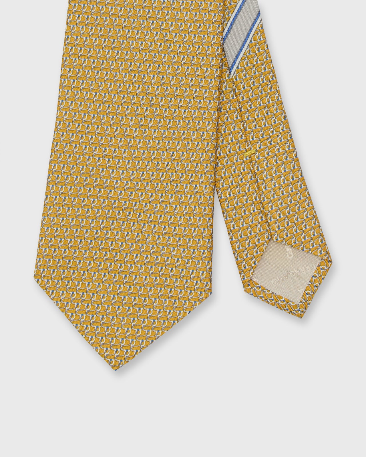 Silk Print Tie in Yellow Gancini Loop