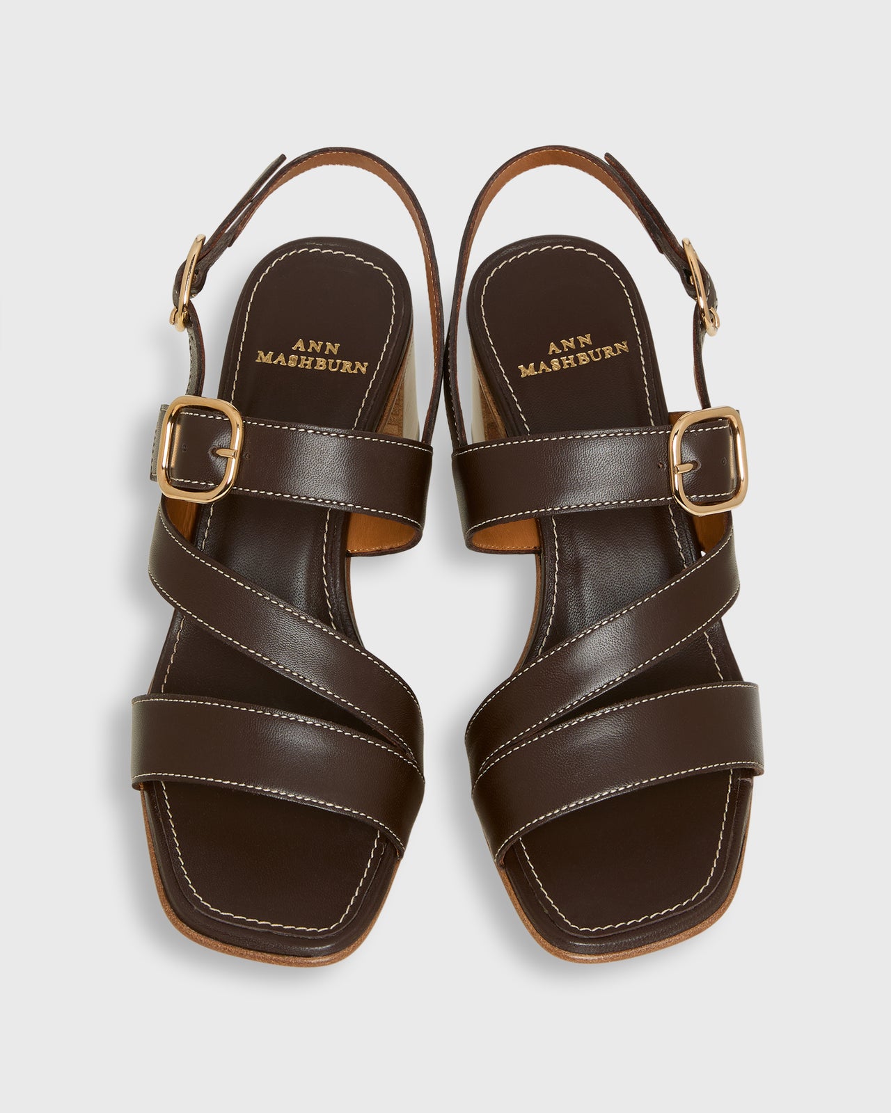 Square-Toe Block Heel in Dark Brown Leather
