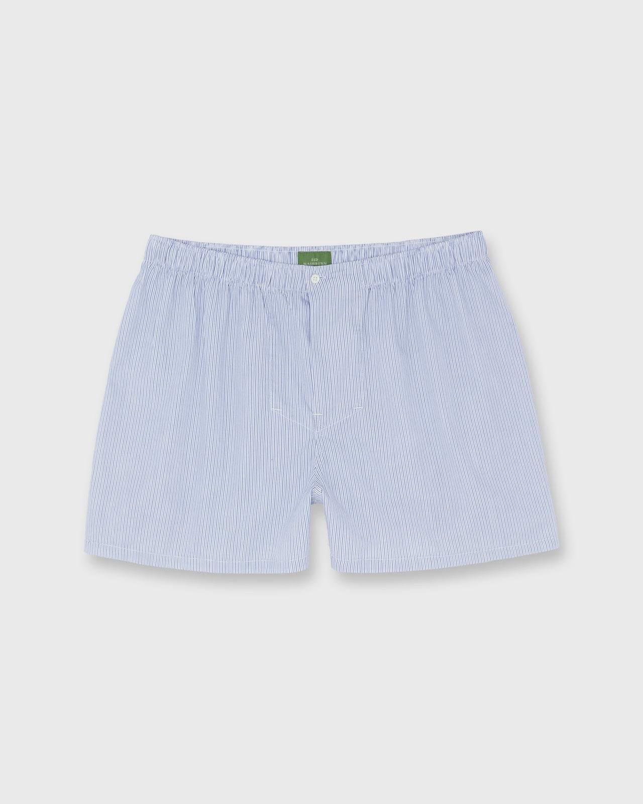 Button-Front Boxer Short in Blue Multi Pinstripe Poplin