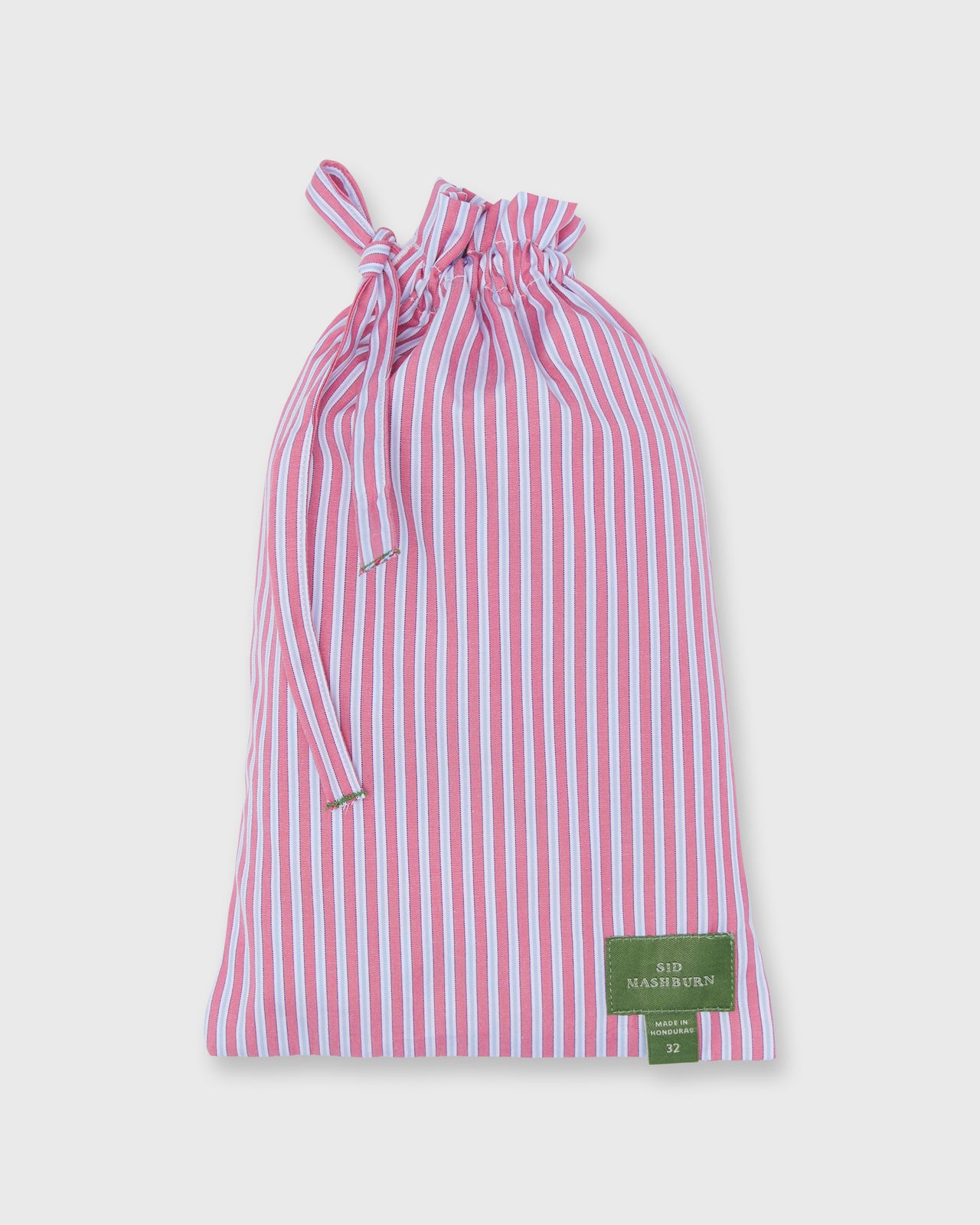 Button-Front Boxer Short in Berry/White Sky Stripe Poplin