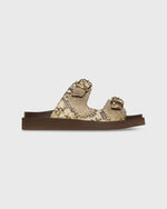 Load image into Gallery viewer, Double Buckle Platform Slide in Python Stamped Leather
