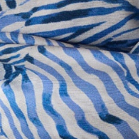 Medium Hand-Rolled Silk Scarf in Blue Stripe and Bow Liberty Fabric Silk Twill