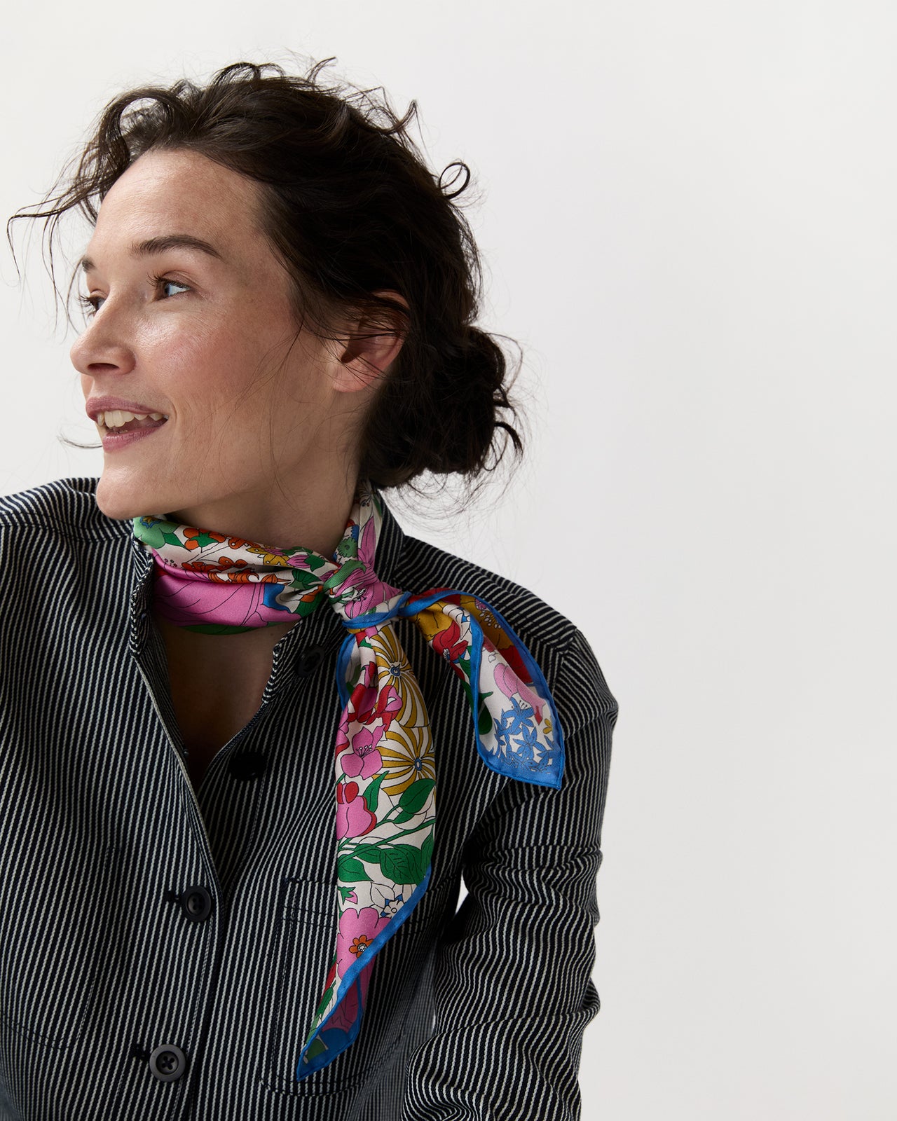 Medium Hand-Rolled Silk Scarf in Sixty Liberty Fabric Silk Twill