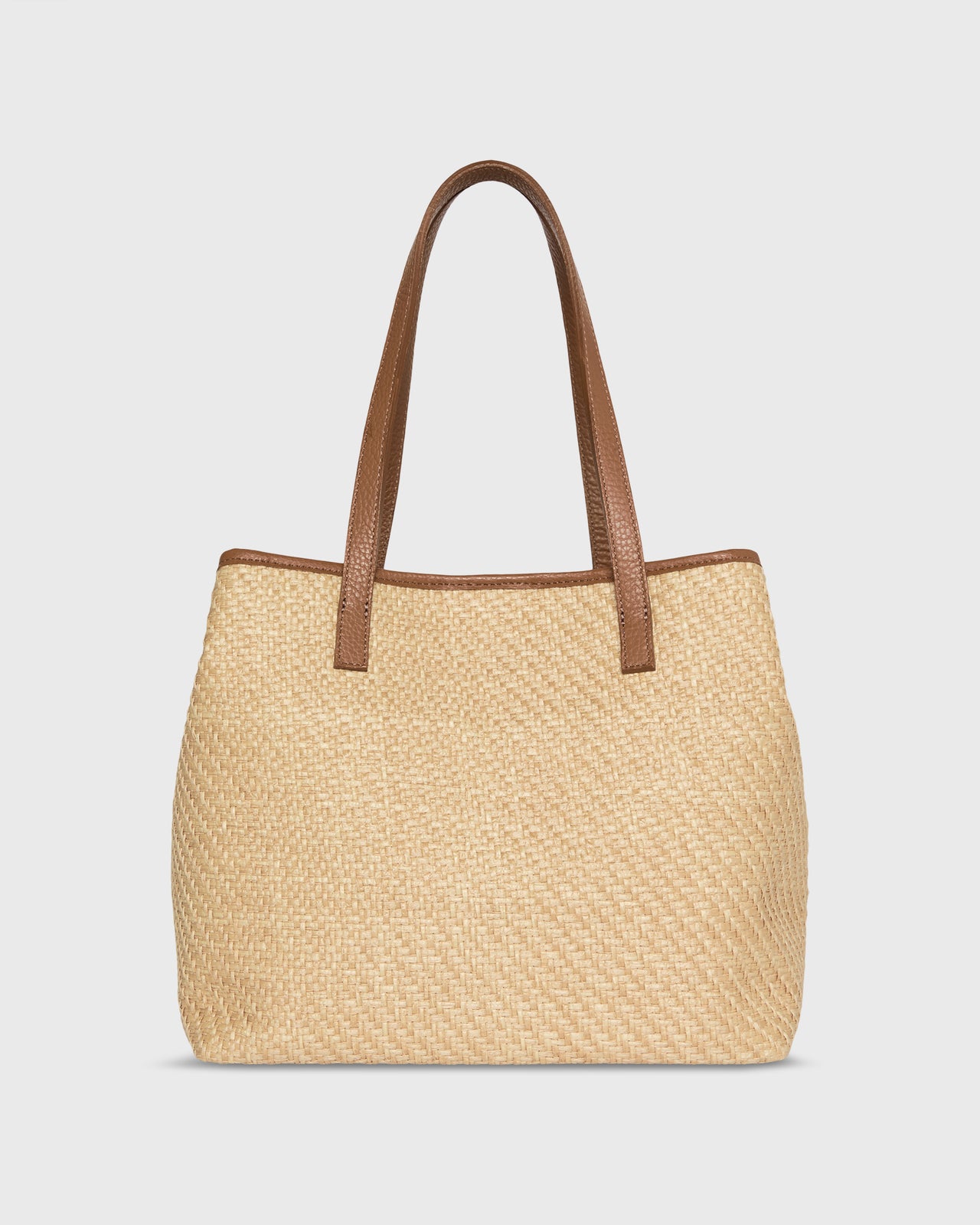 Judith Tote in Natural/Tan Raffia/Leather