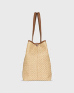 Load image into Gallery viewer, Judith Tote in Natural/Tan Raffia/Leather
