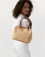 Load image into Gallery viewer, Judith Tote in Natural/Tan Raffia/Leather
