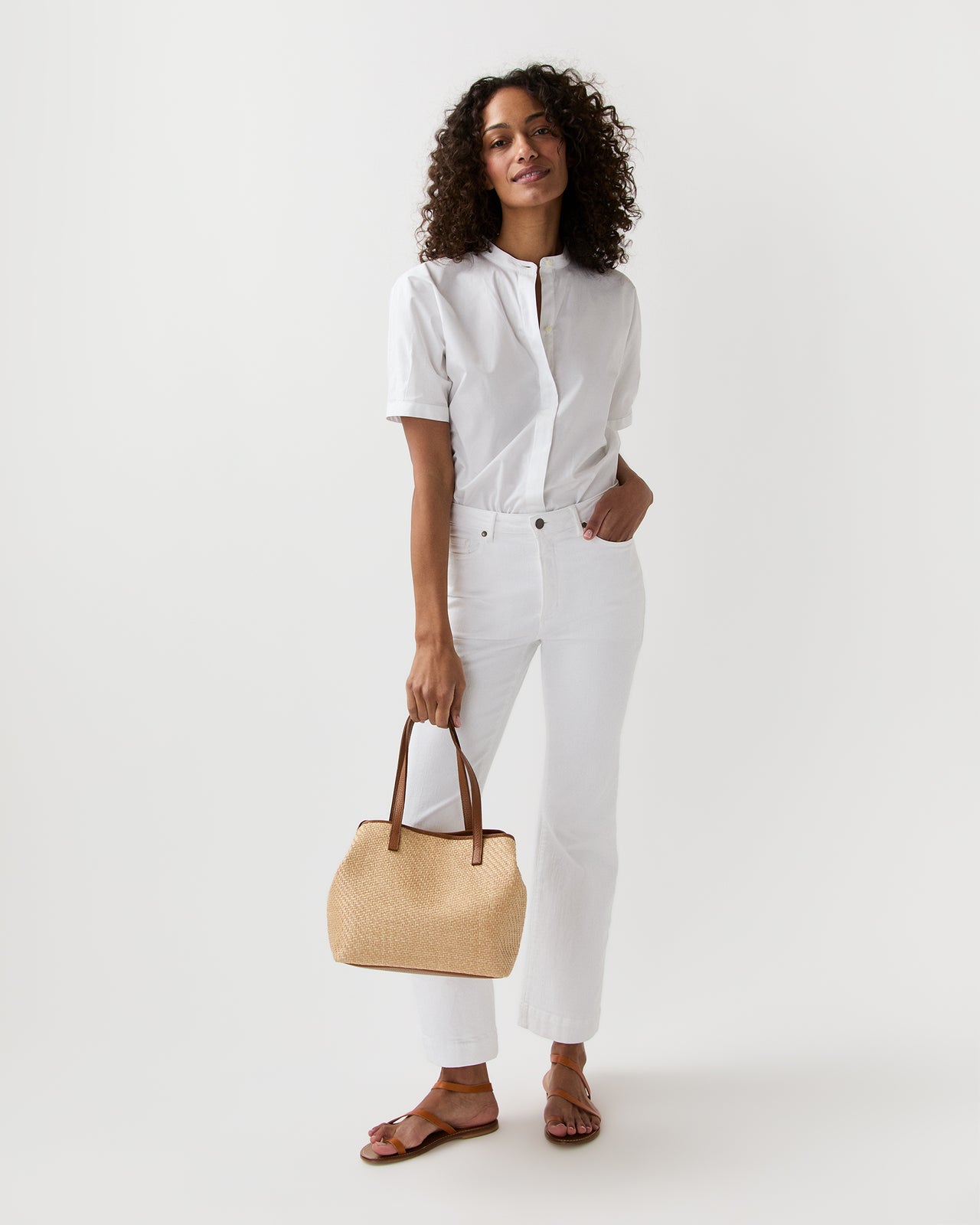 Judith Tote in Natural/Tan Raffia/Leather