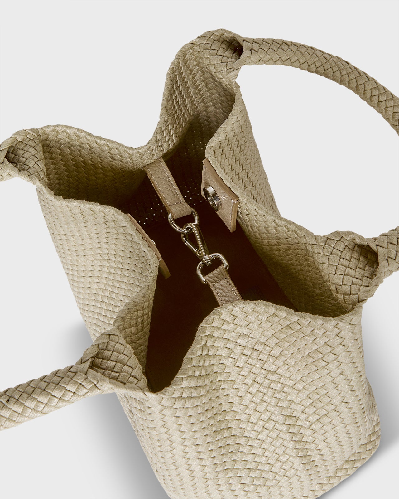 Mercato Handwoven Tote in Beige Coated Cotton