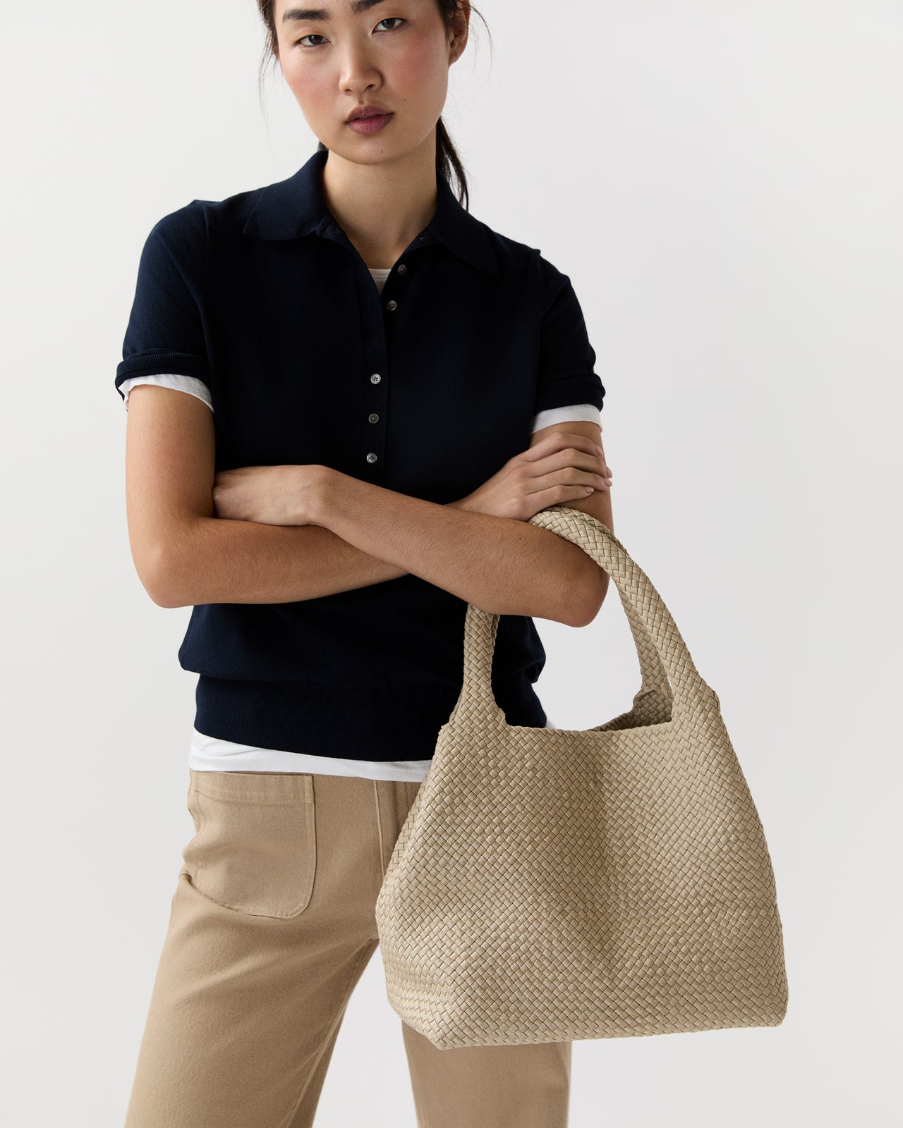 Mercato Handwoven Tote in Beige Coated Cotton