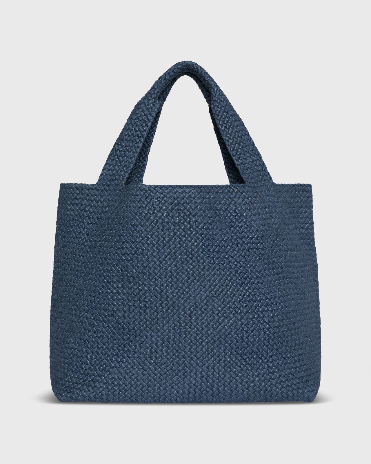 Large Mercato Handwoven Tote in Blue Coated Cotton