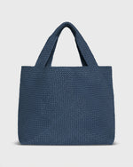 Load image into Gallery viewer, Large Mercato Handwoven Tote in Blue Coated Cotton
