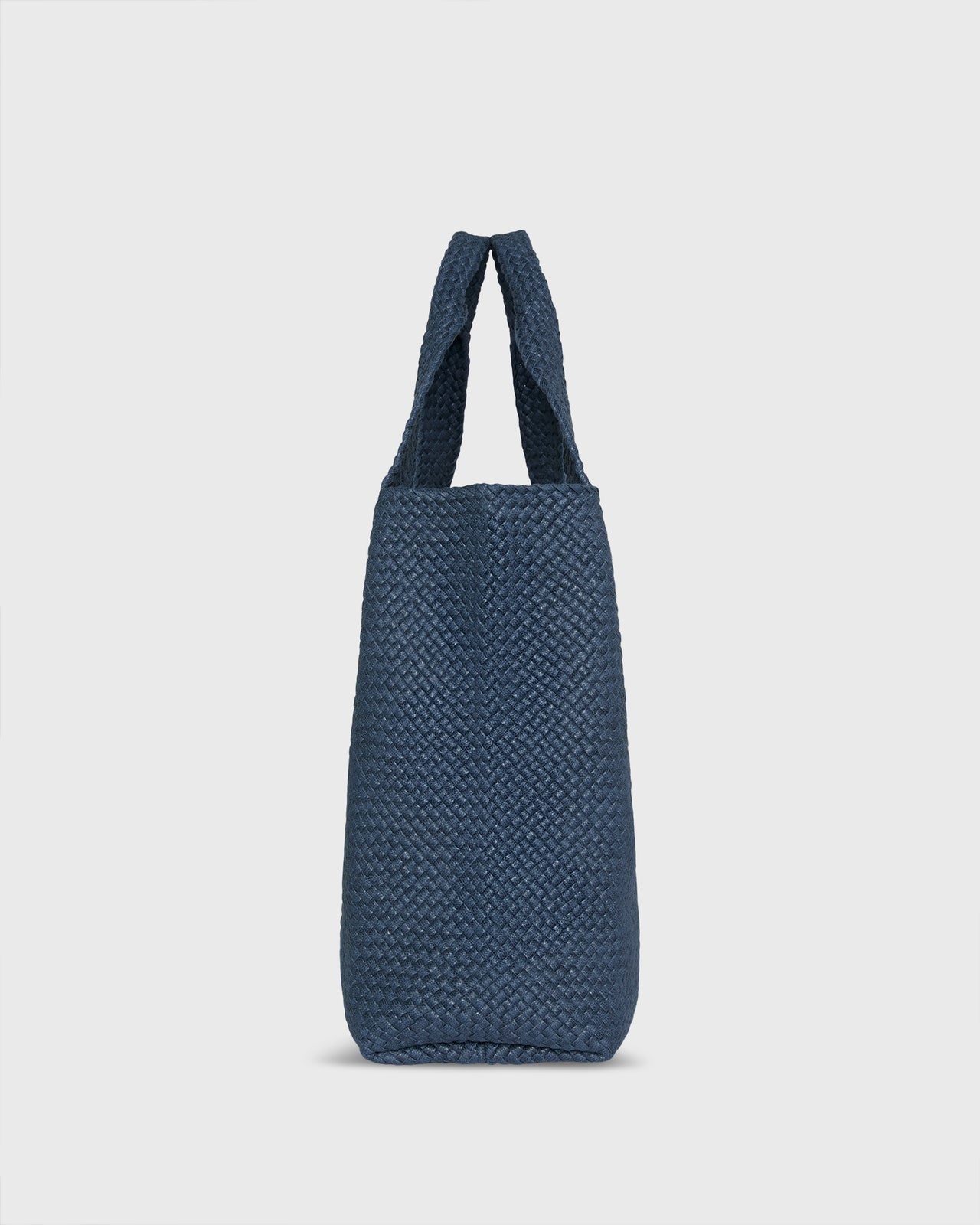 Large Mercato Handwoven Tote in Blue Coated Cotton