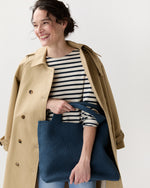 Load image into Gallery viewer, Large Mercato Handwoven Tote in Blue Coated Cotton
