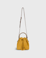 Load image into Gallery viewer, Lulu Bucket Bag in Gold Suede/Brown Leather
