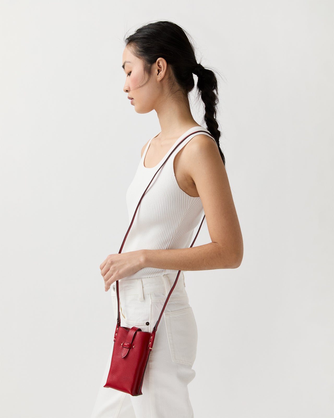 Minnie Cell Phone Bag in Red Leather