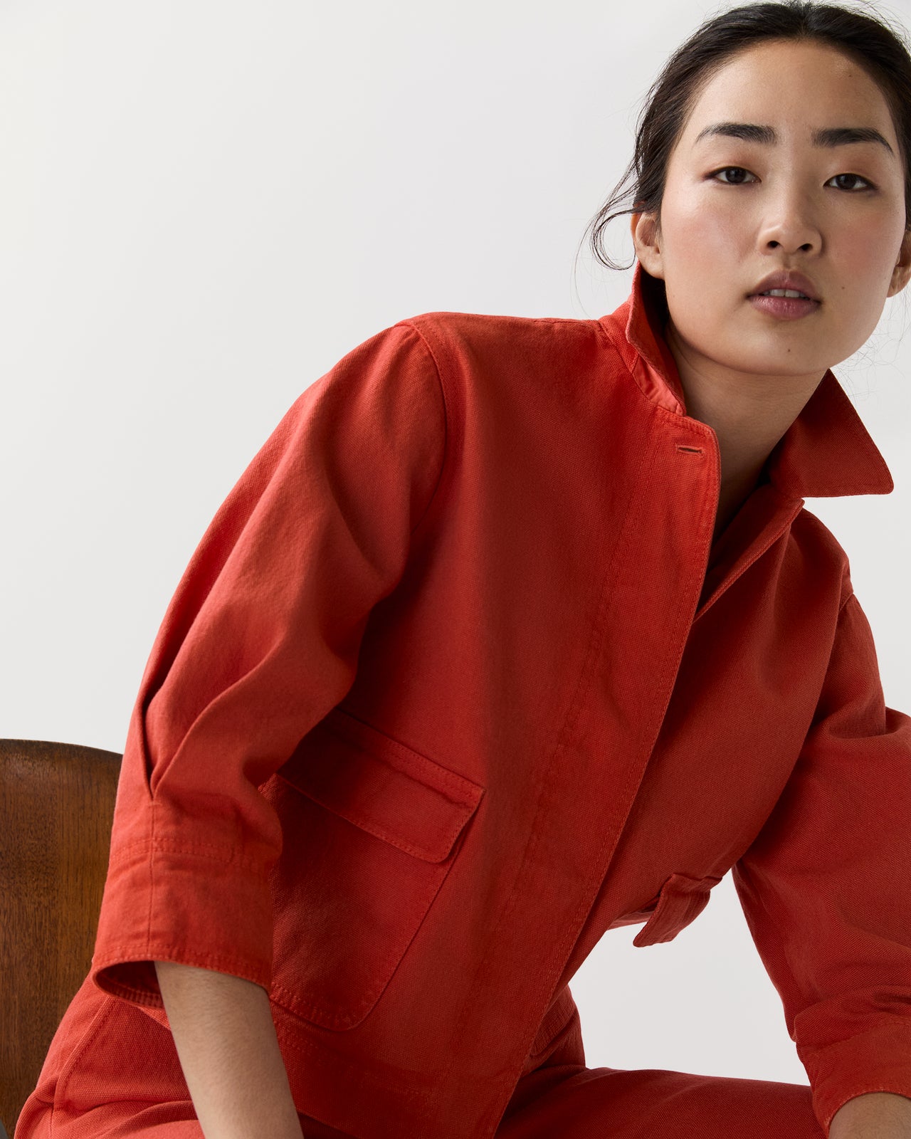 Alixe Jacket in Orange Stretch Canvas