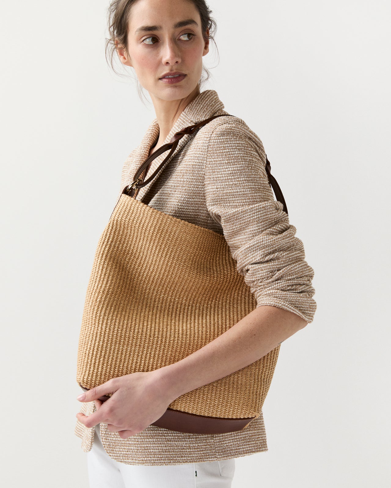 Large Hobo Bag in Natural Straw