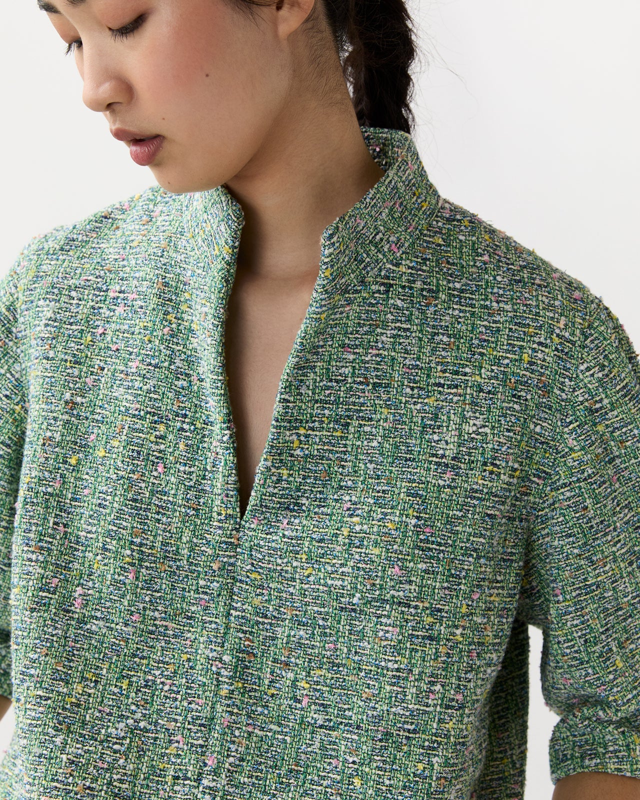 Violetta Top in Grass/Multi Speckled Tweed