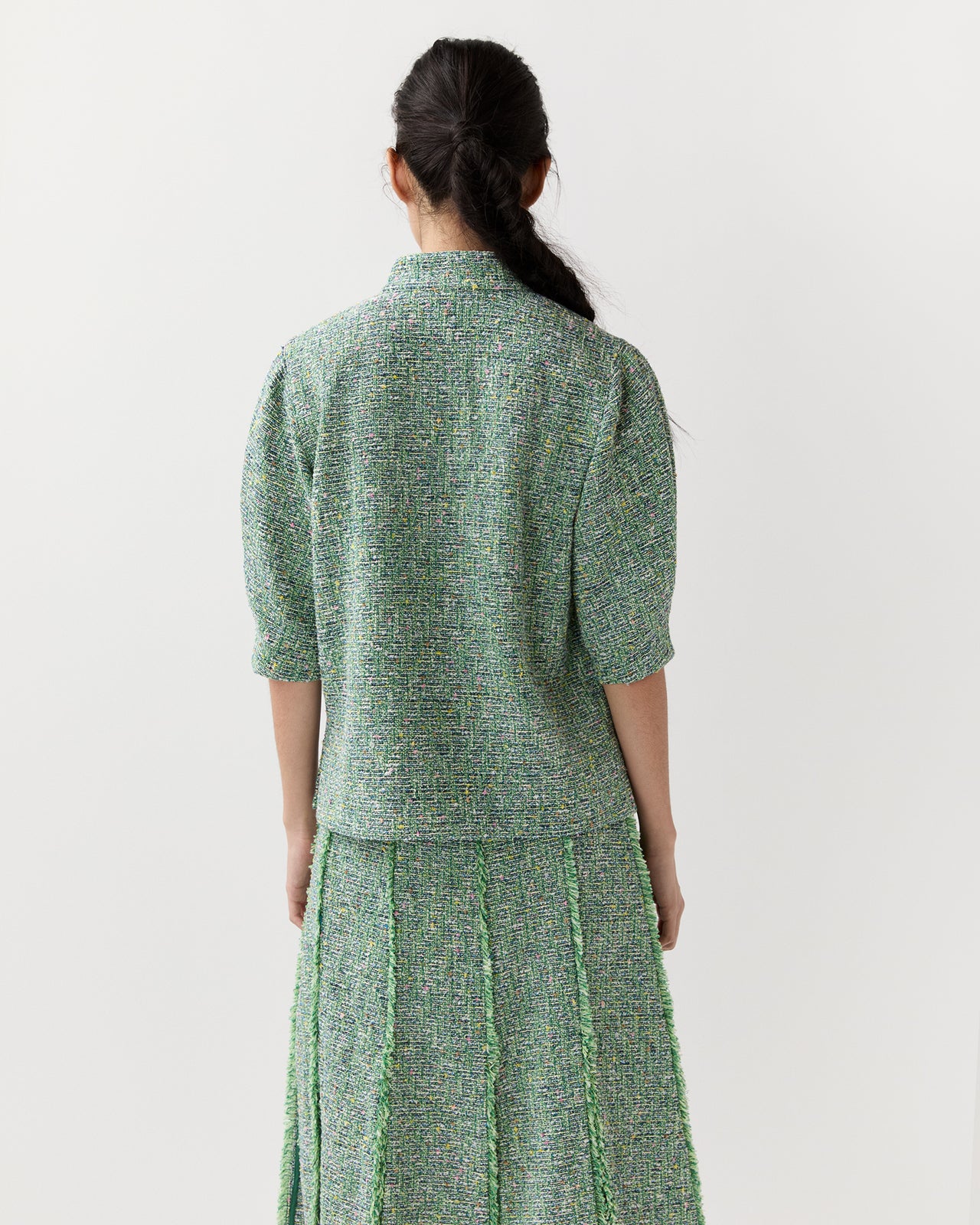 Violetta Top in Grass/Multi Speckled Tweed