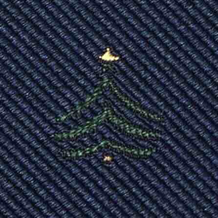 Silk Club Tie in Navy Christmas Tree