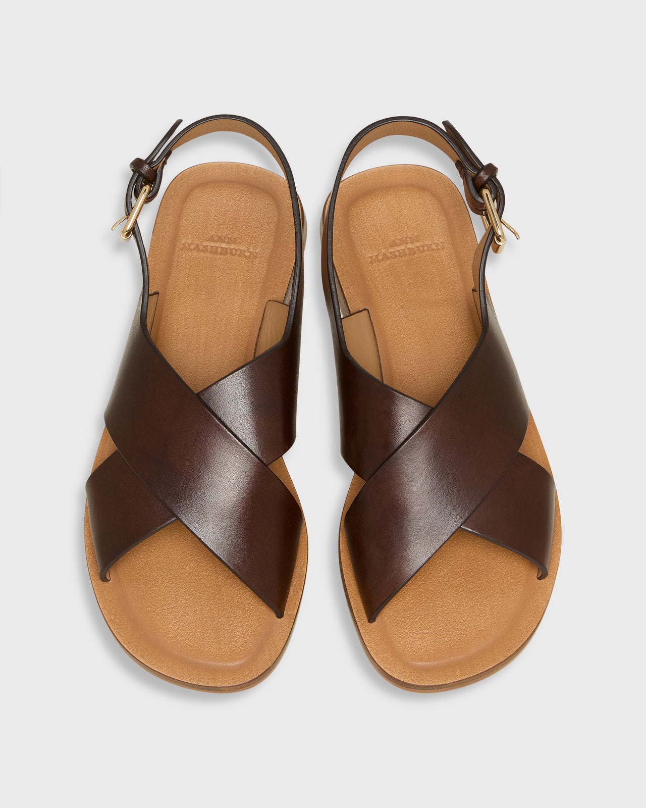Criss-Cross Slingback Sandal in Brown Leather