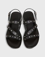 Load image into Gallery viewer, Strappy Studded Sandal in Black Leather
