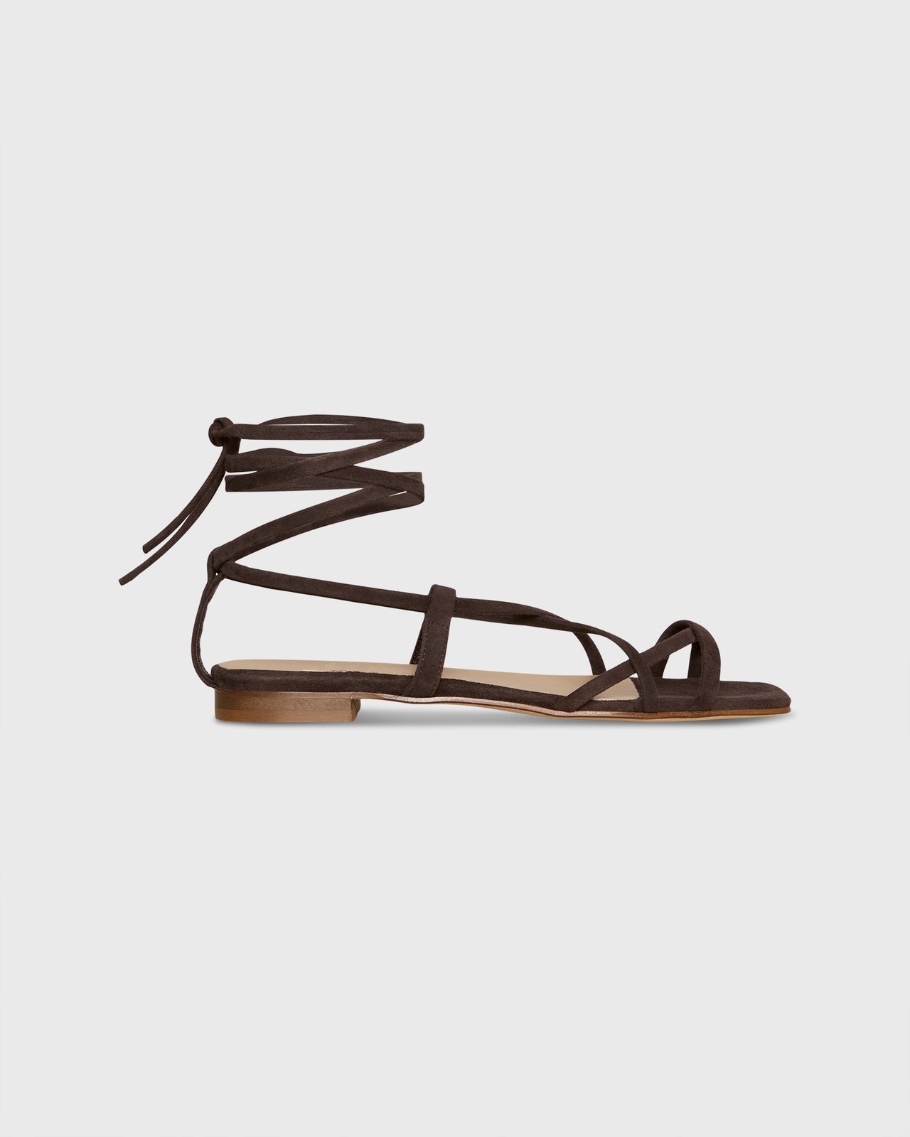 Chloe Tie Sandal in Chocolate Suede
