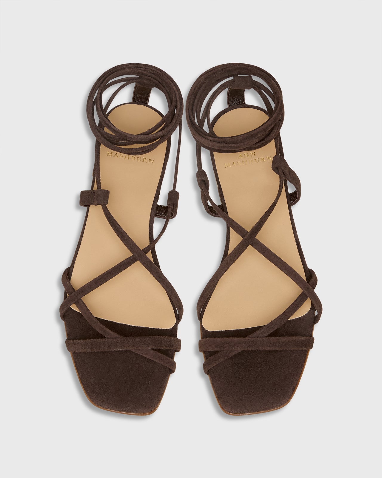 Chloe Tie Sandal in Chocolate Suede