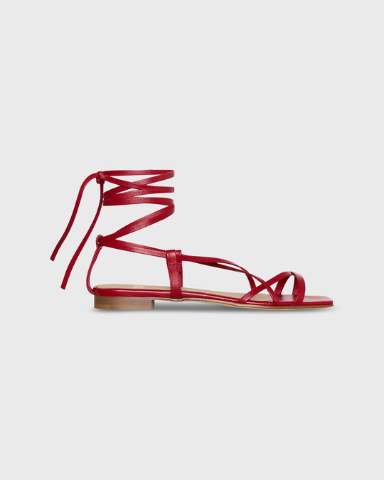 Chloe Tie Sandal in Red Leather