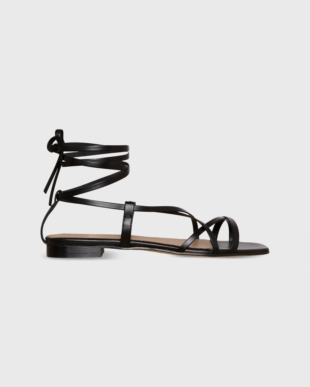 Chloe Tie Sandal in Black Leather
