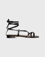 Load image into Gallery viewer, Chloe Tie Sandal in Black Leather
