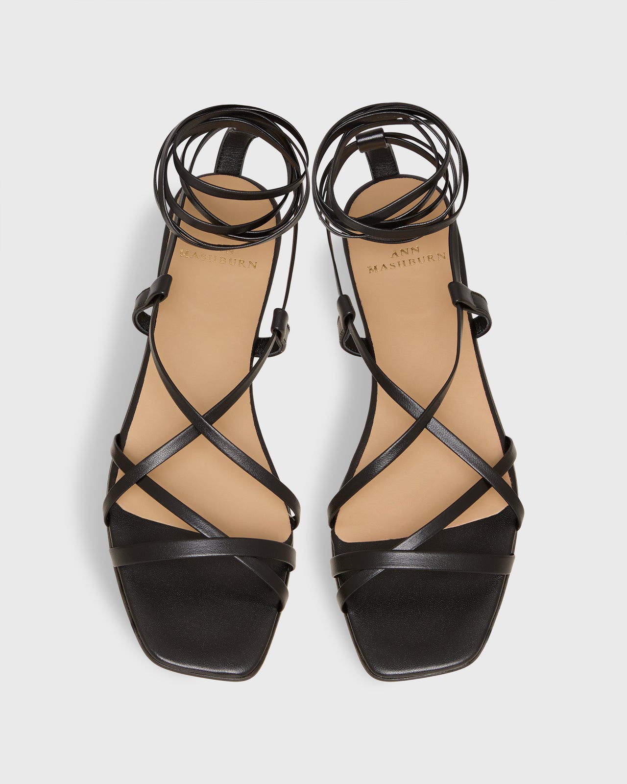 Chloe Tie Sandal in Black Leather