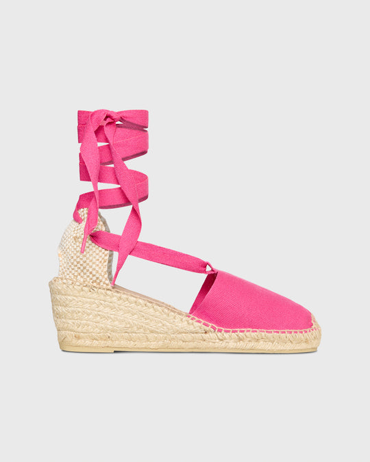 Pia High Espadrille in Pink Canvas