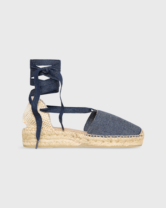 Pia Low Espadrille in Denim Canvas