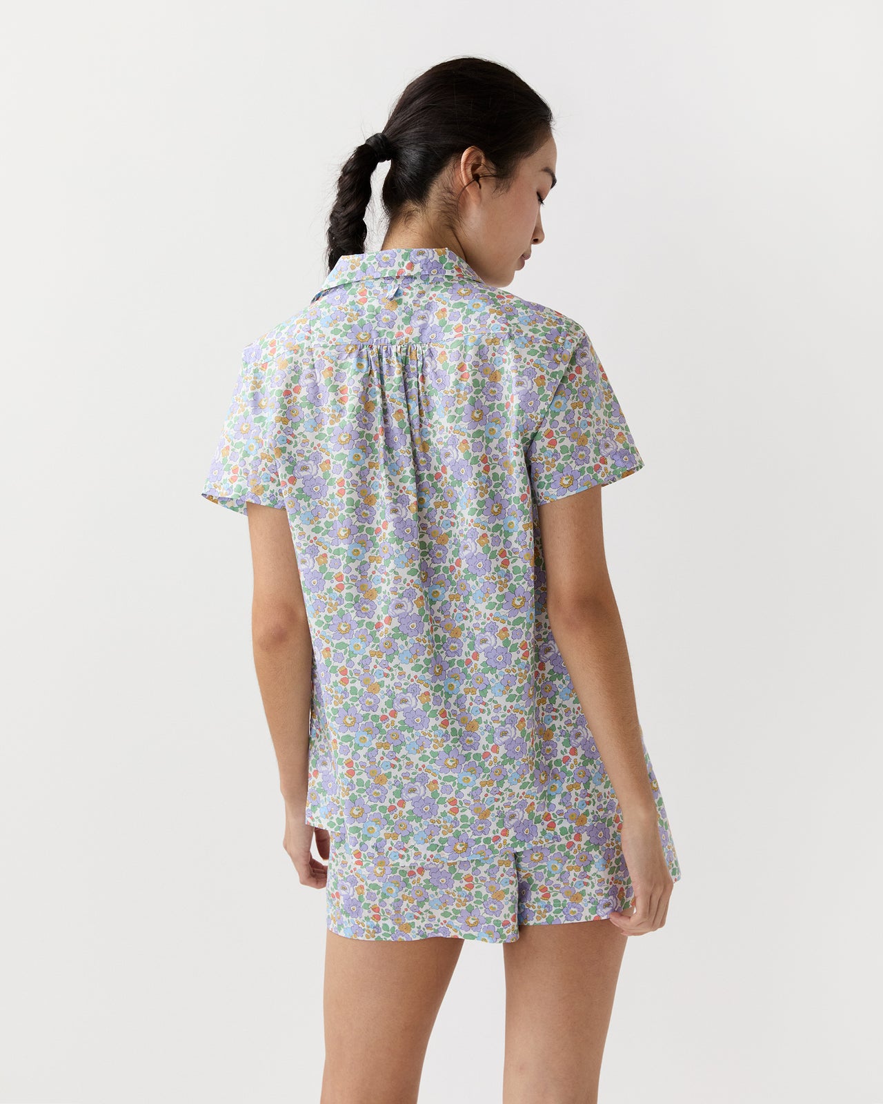 Jasmine Pajama Shorts Set in Purple/Multi Betsy Liberty Fabric