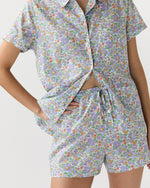 Load image into Gallery viewer, Jasmine Pajama Shorts Set in Purple/Multi Betsy Liberty Fabric
