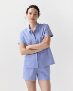 Load image into Gallery viewer, Jasmine Pajama Shorts Set in Blue Gingham Poplin
