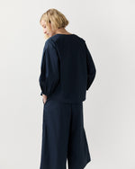 Load image into Gallery viewer, Meghan Top in Navy Cotton/Nylon Poplin
