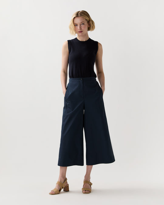 Drew Pant in Navy Cotton/Nylon Poplin