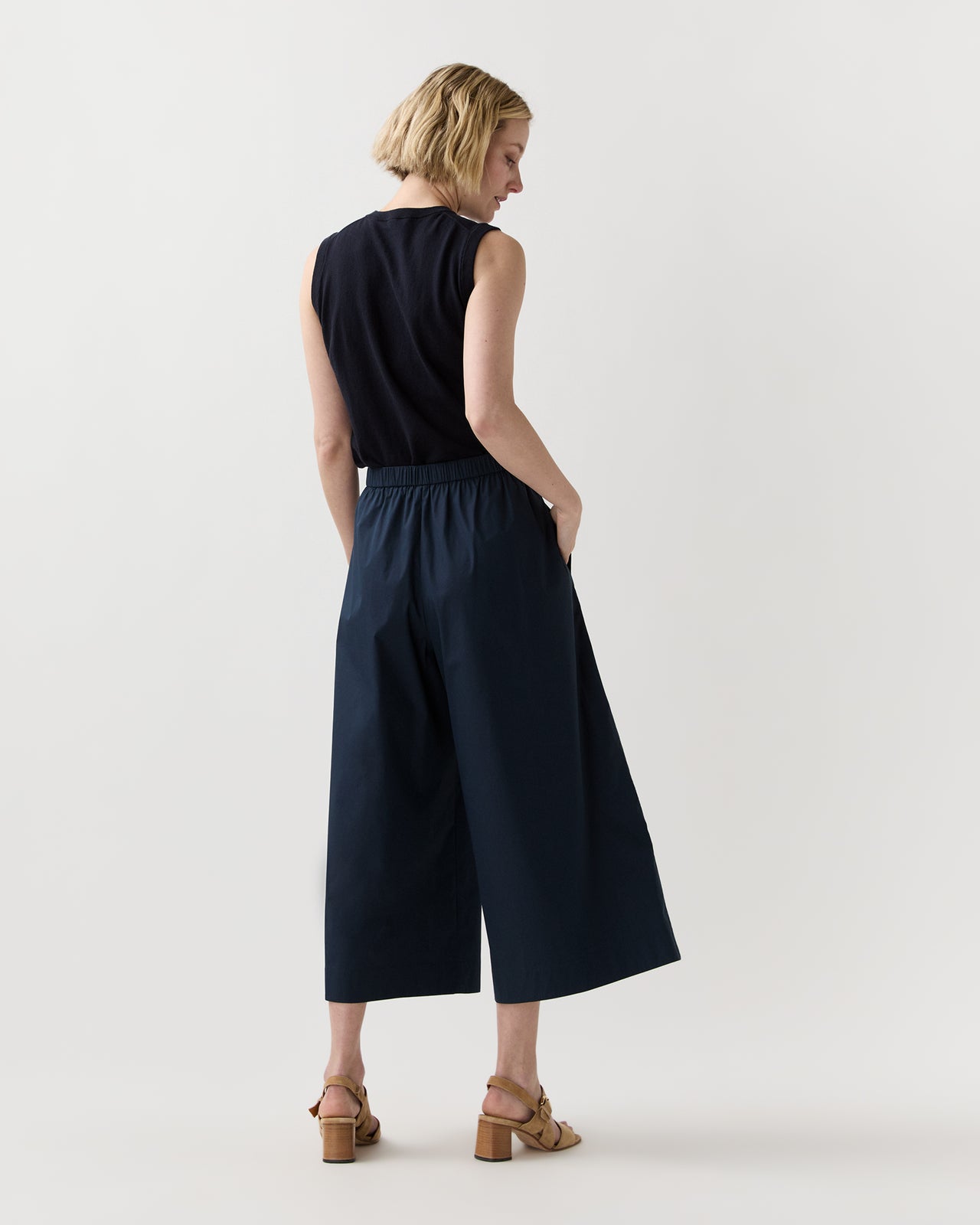 Drew Pant in Navy Cotton/Nylon Poplin