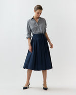 Load image into Gallery viewer, Phila Wrap Skirt in Navy Cotton/Nylon Poplin
