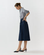 Load image into Gallery viewer, Phila Wrap Skirt in Navy Cotton/Nylon Poplin
