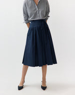 Load image into Gallery viewer, Phila Wrap Skirt in Navy Cotton/Nylon Poplin
