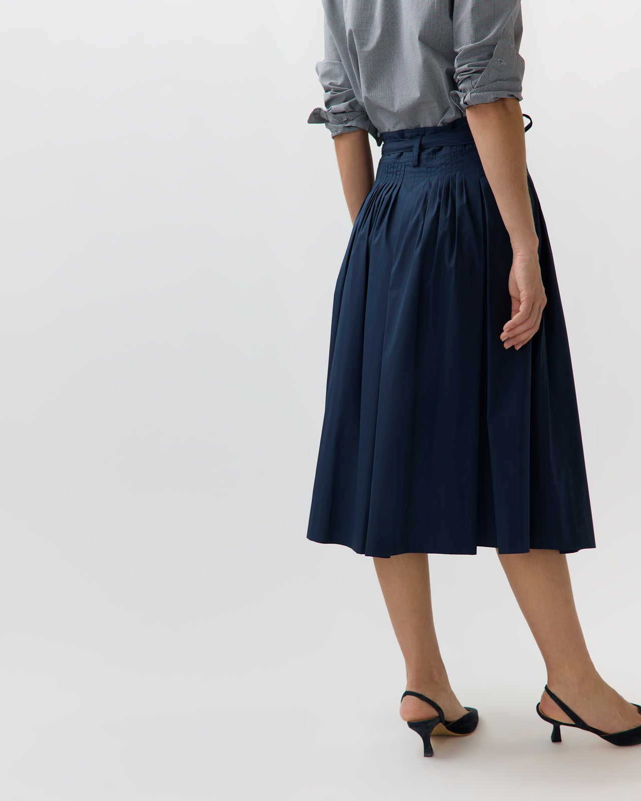 Phila Wrap Skirt in Navy Cotton/Nylon Poplin