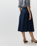Load image into Gallery viewer, Phila Wrap Skirt in Navy Cotton/Nylon Poplin
