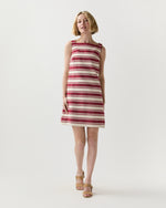 Load image into Gallery viewer, Madelyn Dress in Cherry/Natural Bold Stripe Canvas
