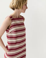 Load image into Gallery viewer, Madelyn Dress in Cherry/Natural Bold Stripe Canvas
